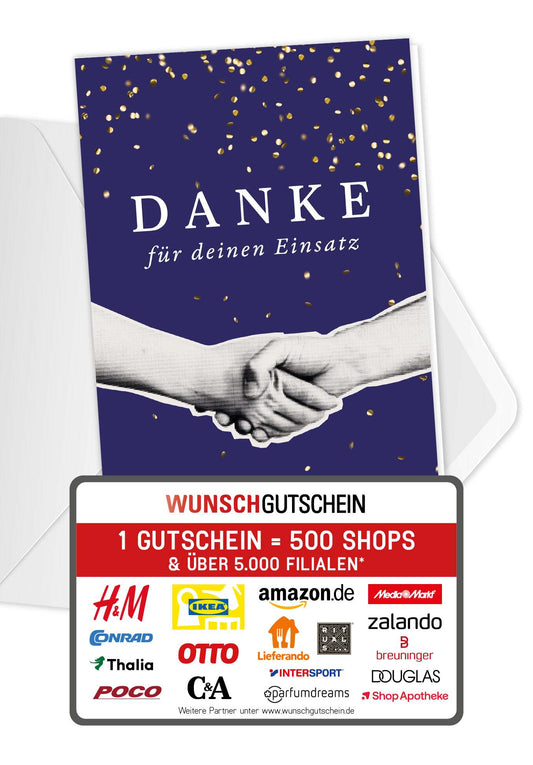 Danke für deinen Einsatz - Handschlag Blau