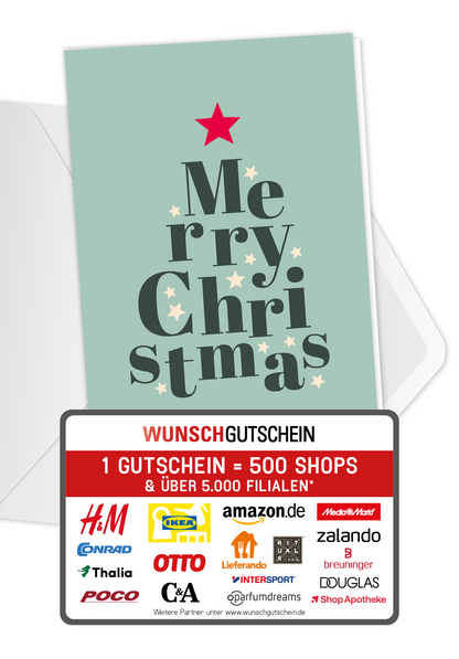 Merry Christmas - Buchstaben Tannenbaum