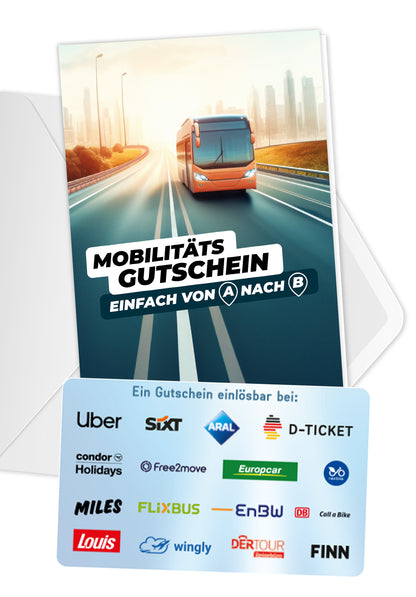 Mobilitäts Gutschein - Das perfekte Geschenk für Mobilitäts-Fans (Gutscheinwert)