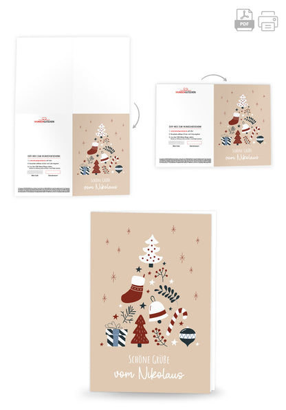 Grüße vom Nikolaus - Doodle Beige