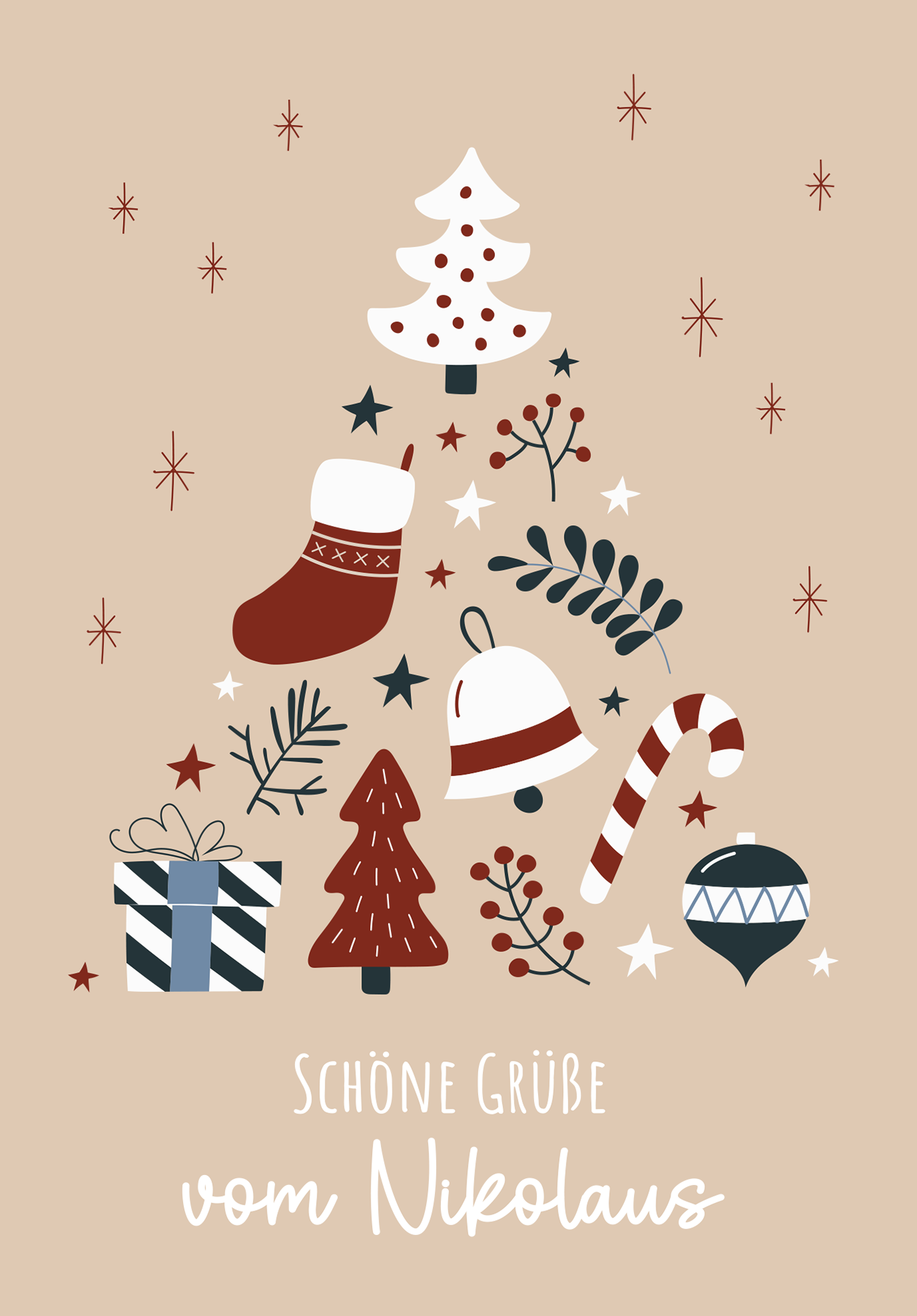 Grüße vom Nikolaus - Doodle Beige PDF