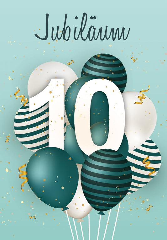 10 Jahre Jubiläum - Ballons Grün Mitarbeitergutschein