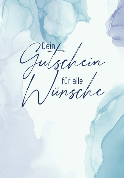 Für alle Wünsche - Aquarell Blau (Gutscheinwert)