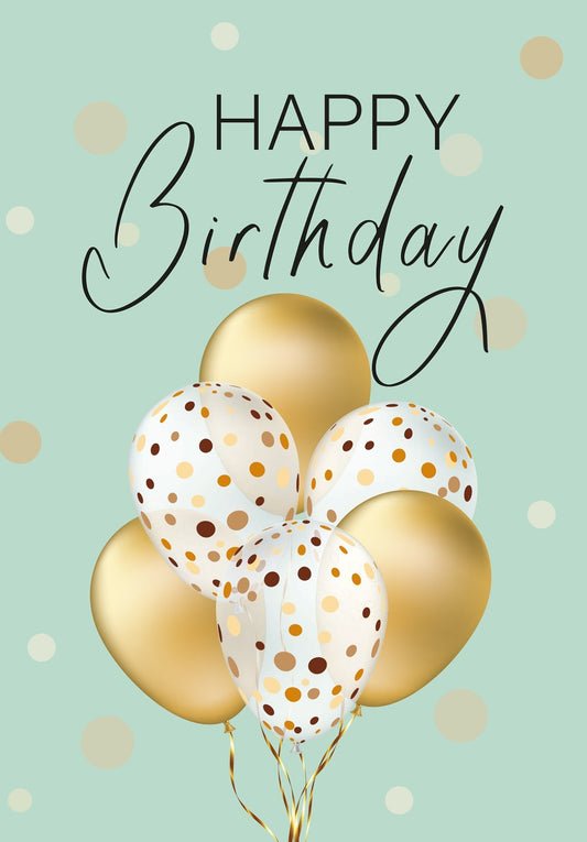 Happy Birthday - Ballons Gold Mitarbeitergutschein