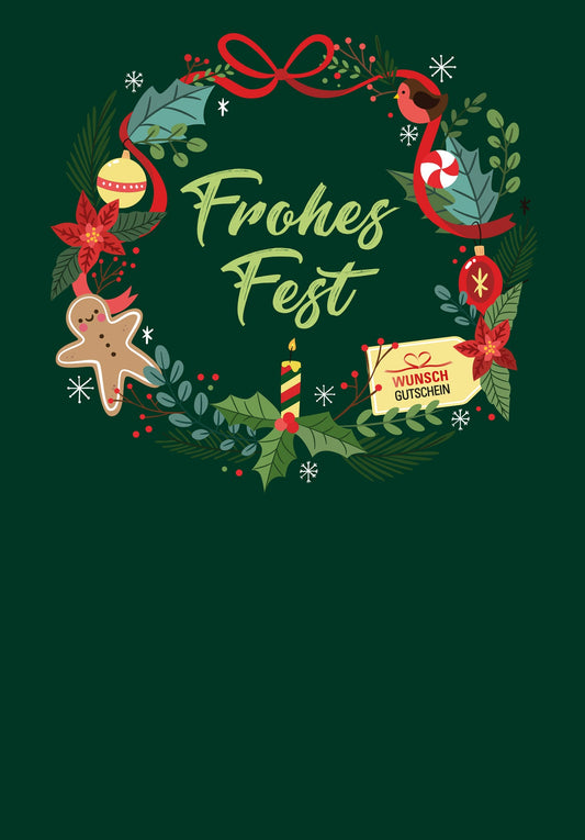 Frohes Fest - Kranz Grün