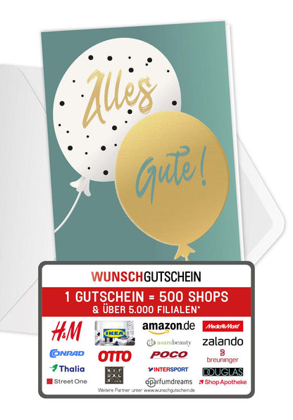 Alles Gute - Ballons Gold (Gutscheinwert)