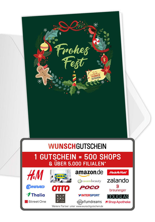 Frohes Fest - Kranz Grün