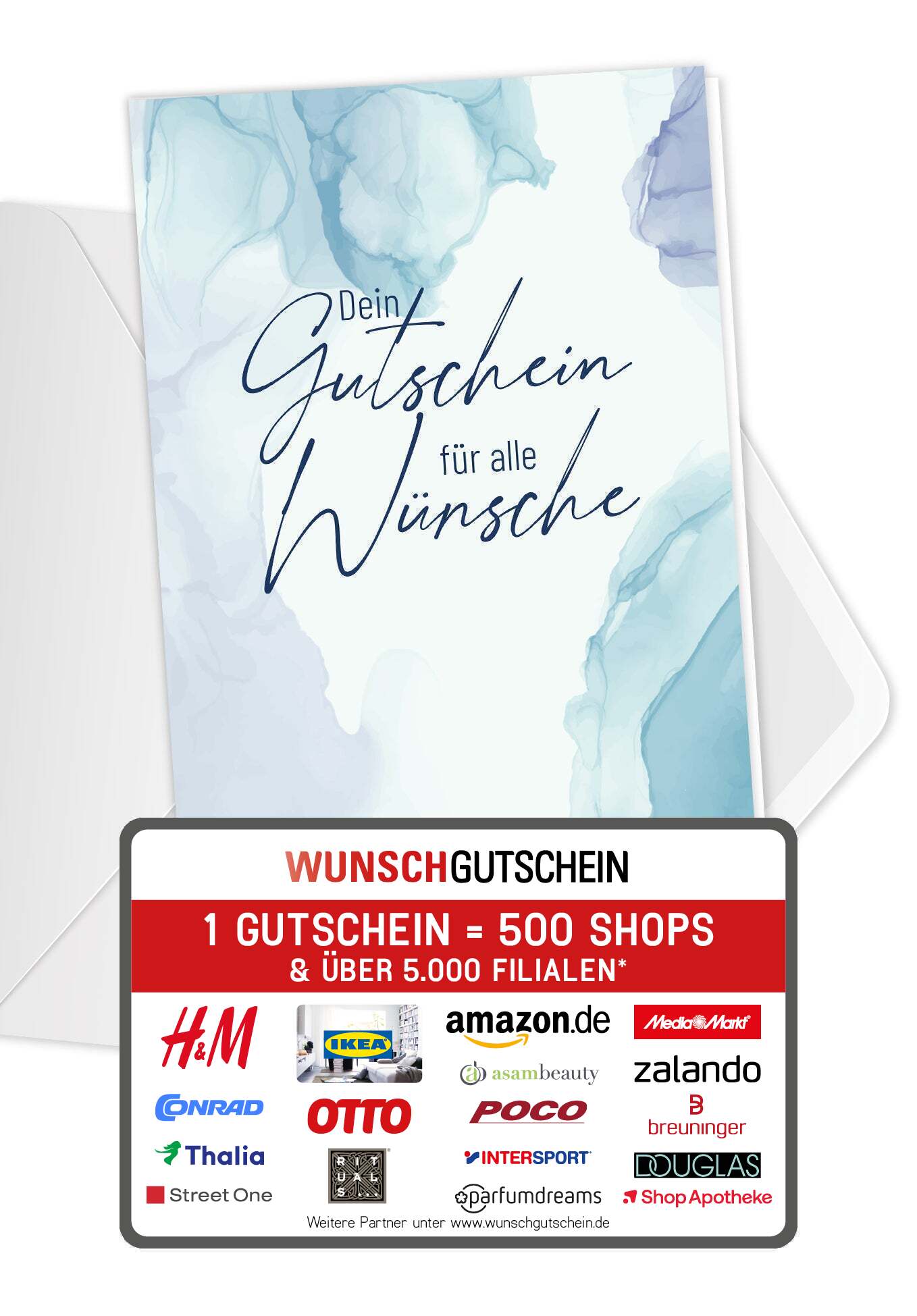 Für alle Wünsche - Aquarell Blau (Gutscheinwert)