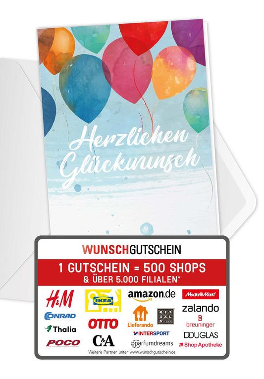 Herzlichen Glückwunsch - Bunte Ballons