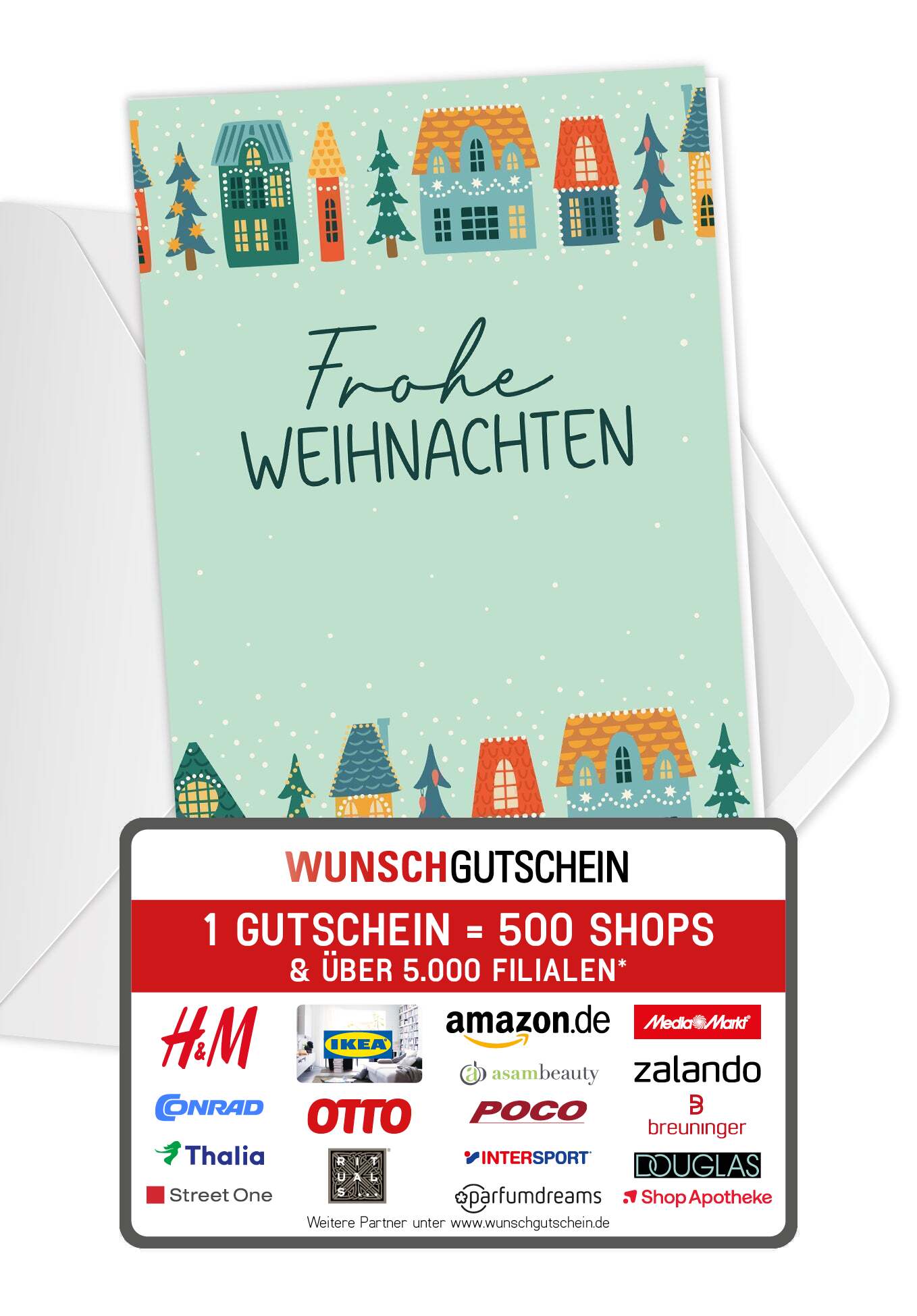 Frohe Weihnachten - Häuser (Gutscheinwert)