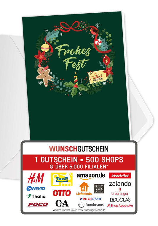Frohes Fest - Kranz Grün