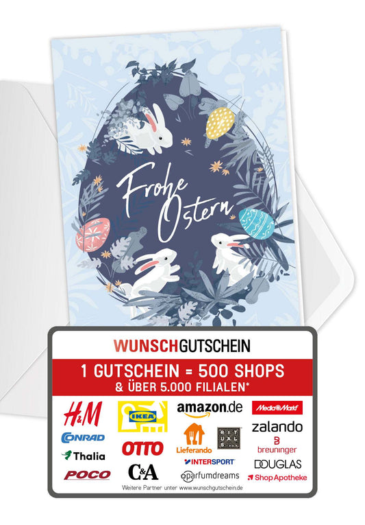 Frohe Ostern - Ei auf Blau
