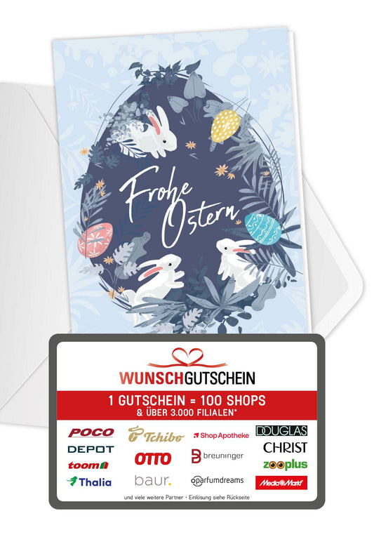 Frohe Ostern - Ei auf Blau Mitarbeitergutschein