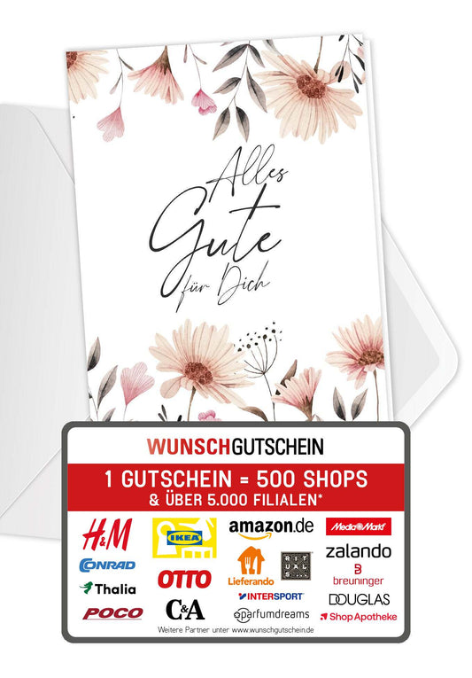 Alles Gute - Blumen weiß