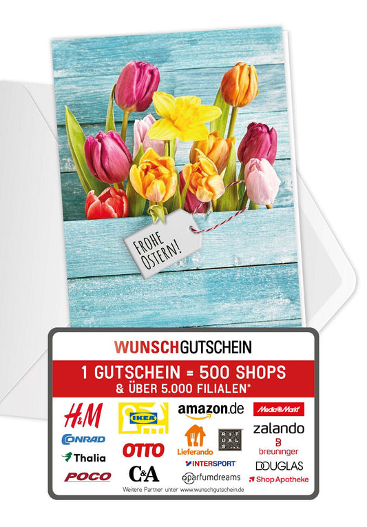 Frohe Ostern - Tulpen Holz